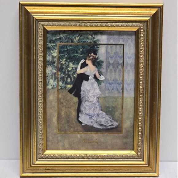 Goebel Artis Orbis Auguste Renoir "Danse En Ville" Porcelain Tile Framed Art - Picture 1 of 8